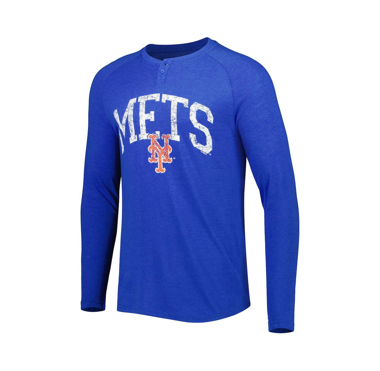 Men's Royal New York Mets Inertia Raglan Long Sleeve Henley T-shirt