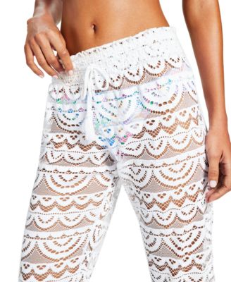 Juniors' Scallop Hem Pants with Tassel Tie
