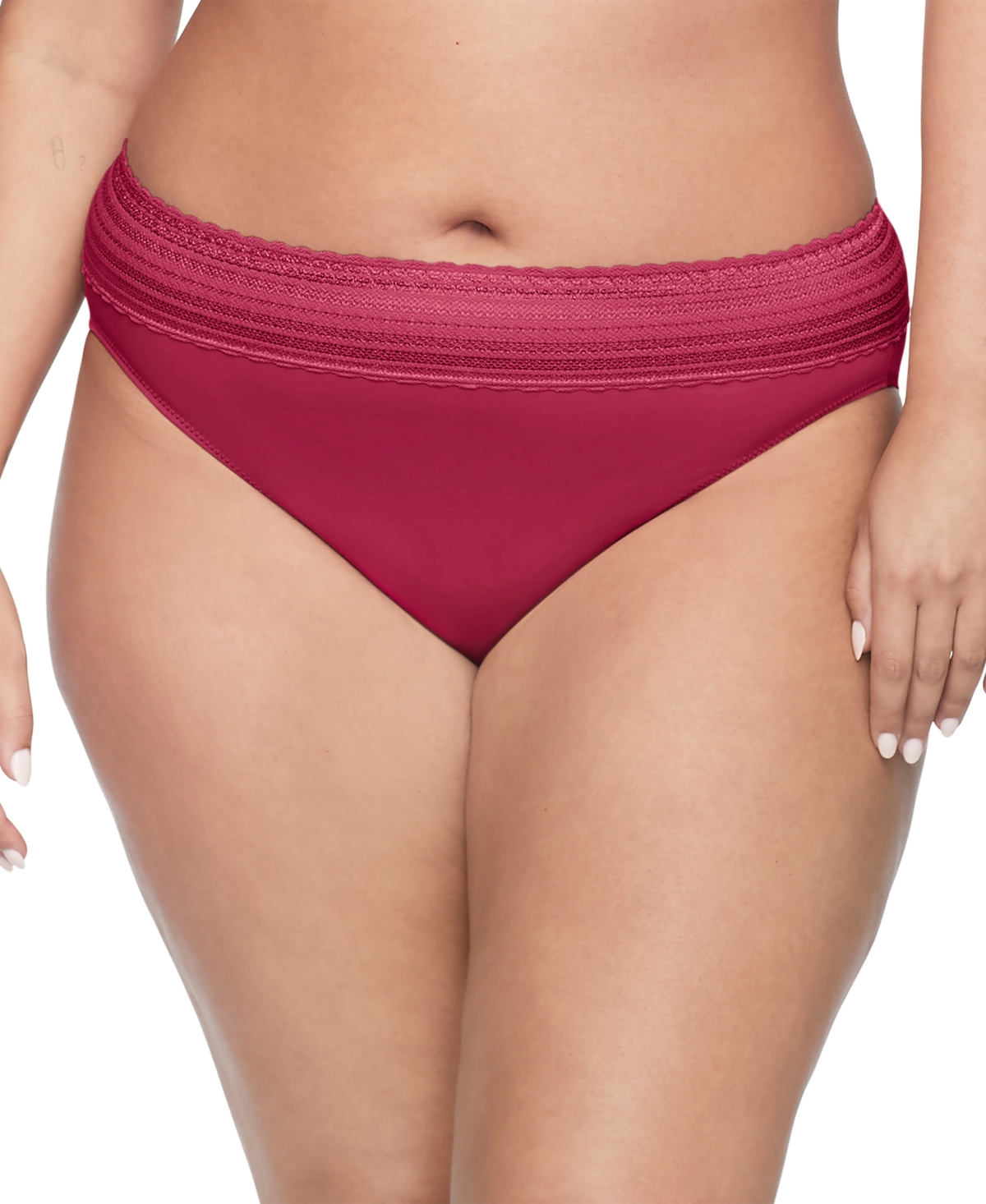 Warner's No Pinching No Problems Lace Hi-cut Brief Underwear 5109 In Summer  Berry
