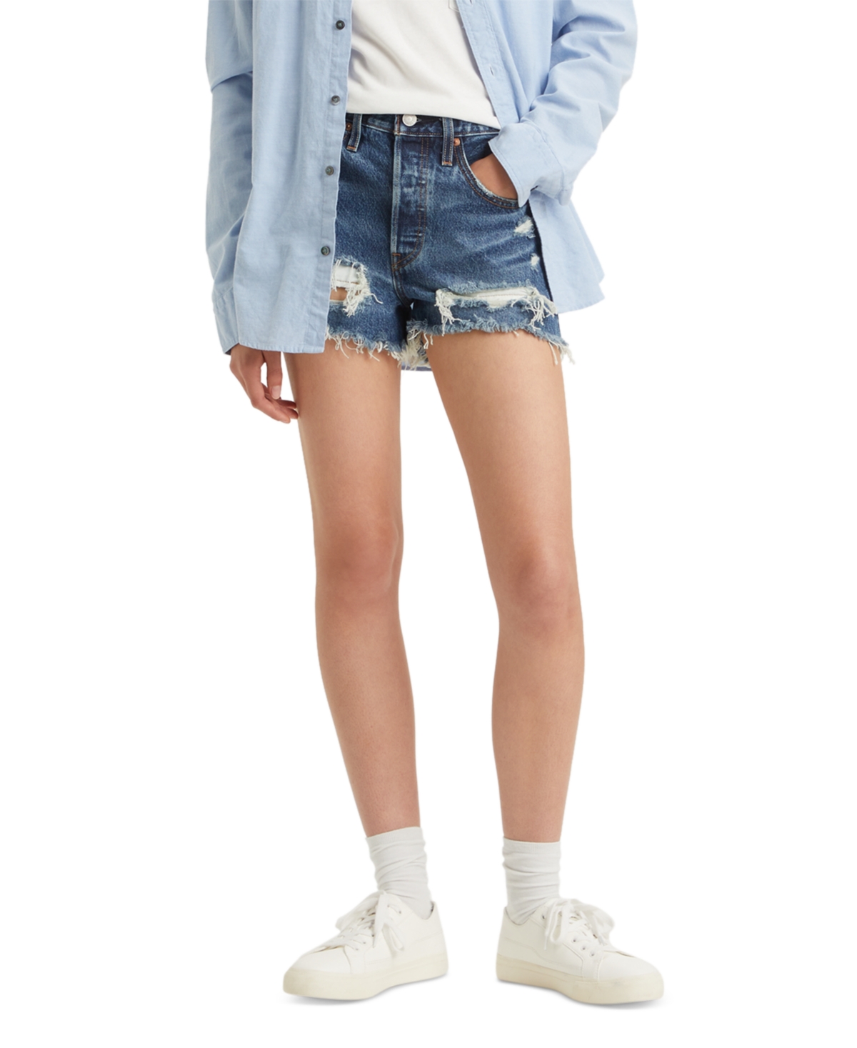 Levi's Women's 501 Button Fly Cotton High-rise Denim Shorts In Blame Game