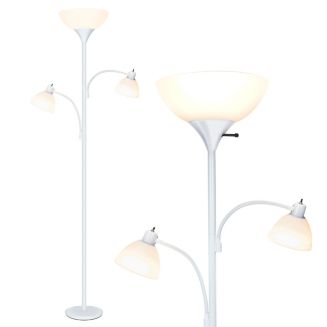 Brightech Sky Dome Double LED Torchiere Floor Lamp with 2 Reading Arms ...
