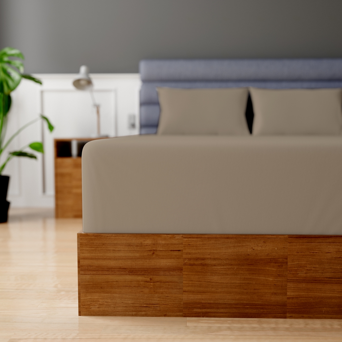 Superity Linen 100% Premium Cotton Fitted Sheet - Soft and Breatheable - 200 Thread Count - Size -- Taupe