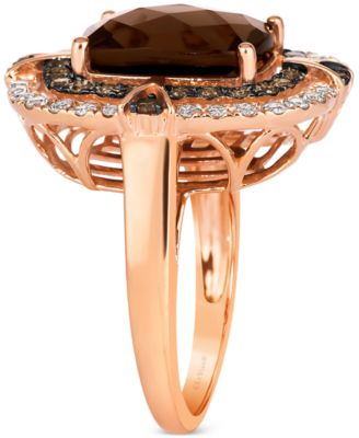 Chocolate Quartz (4-3/4 ct. t.w.) & Diamond (1 ct. t.w.) Double Halo Ring in 14k Rose Gold