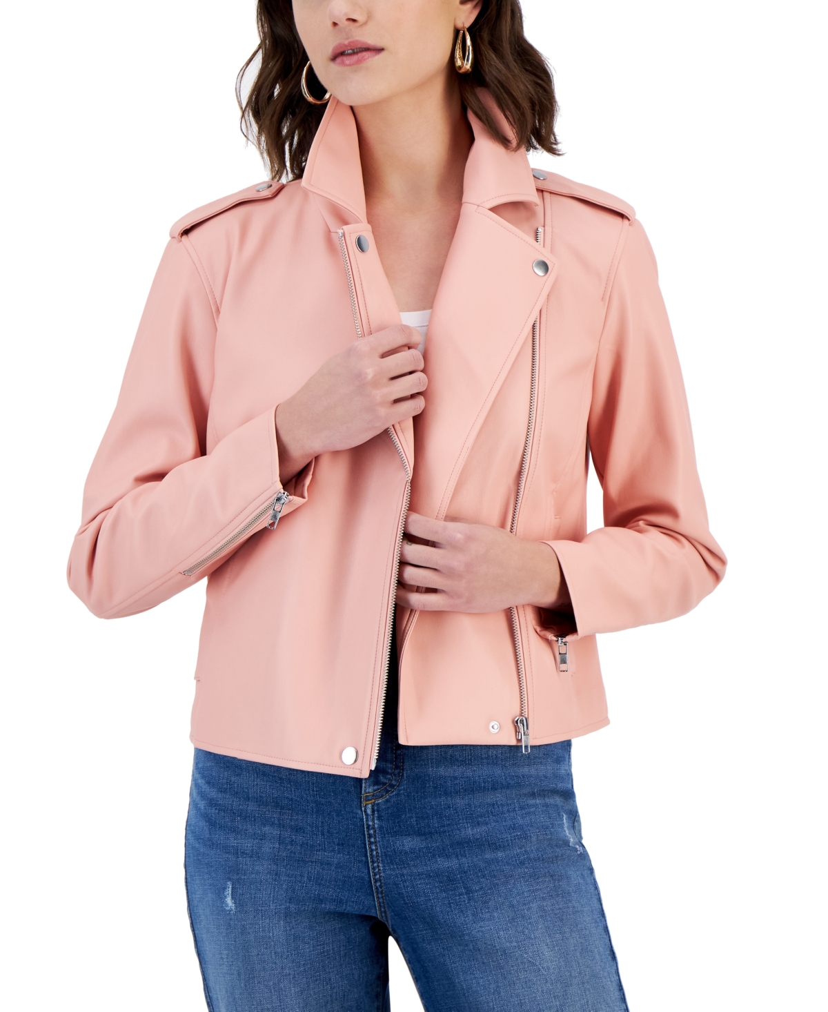 Inc International Concepts Women s Faux leather Jacket Created For Macy s In Creamy Peach ModeSens