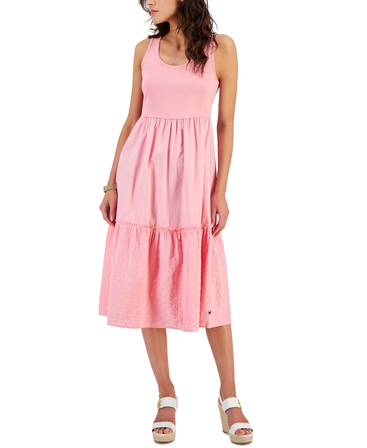 Tommy hilfiger cotton tiered midi dress top