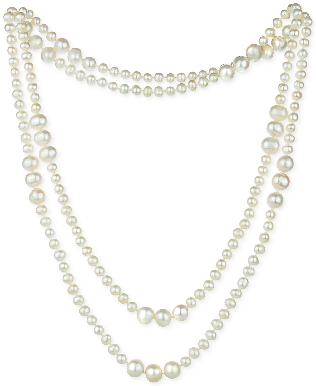 Macy's Freshwater Pearl (5 & 9mm) Endless 47" Statement Necklace In White
