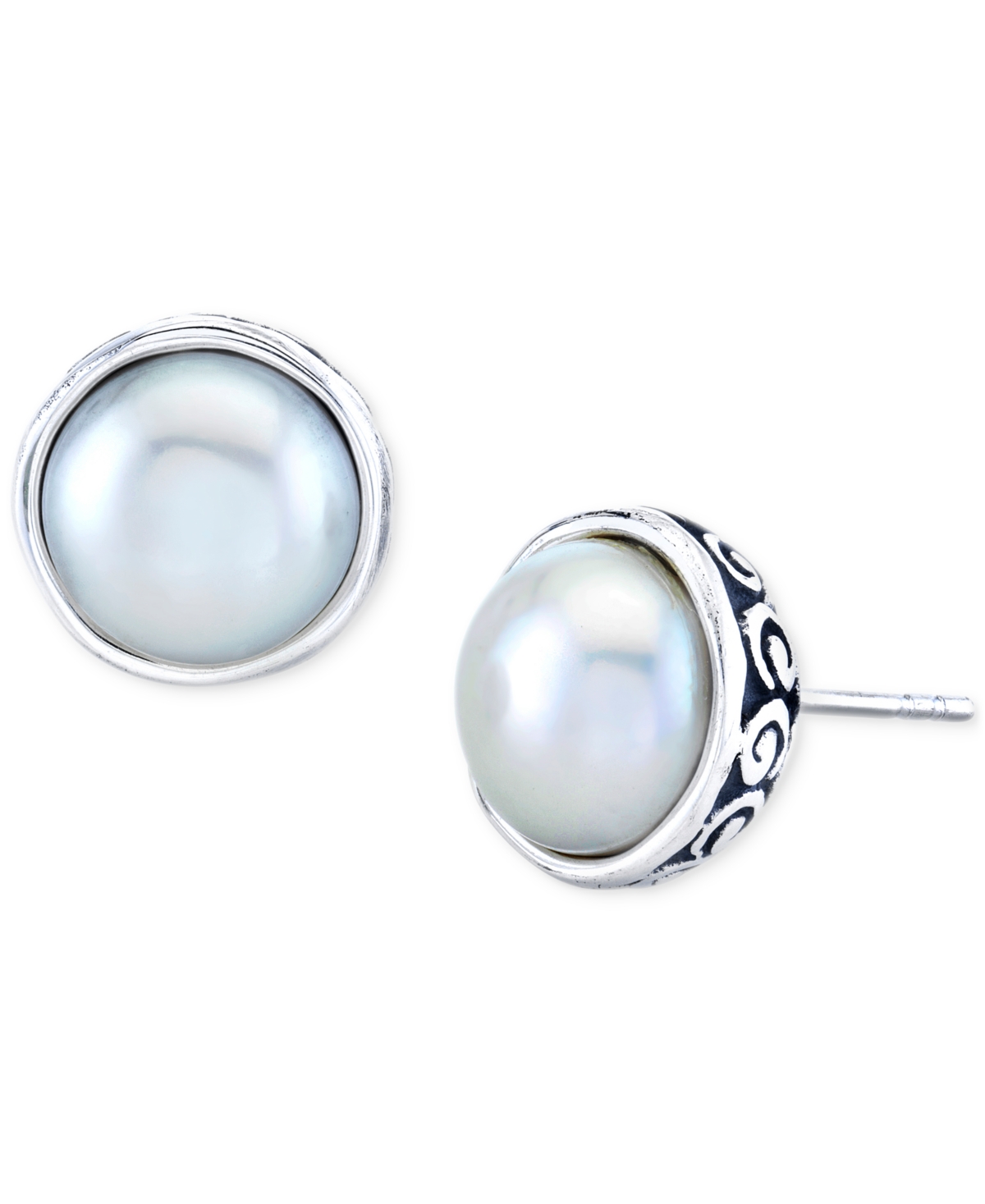 Macy's Cultured Freshwater Pearl (10mm) Stud Earrings In Sterling Silver