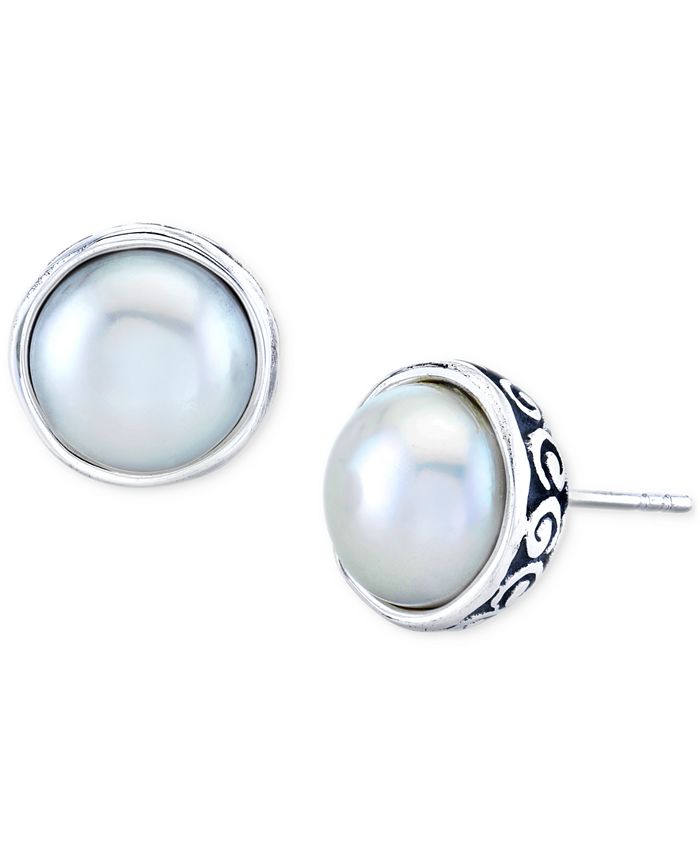 Macy's pearl stud earrings clearance
