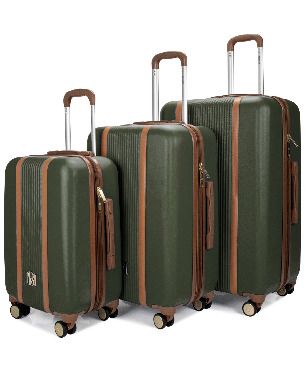 Badgley Mischka Mia Expandable Retro Luggage Set, 3 Piece In Olive Green