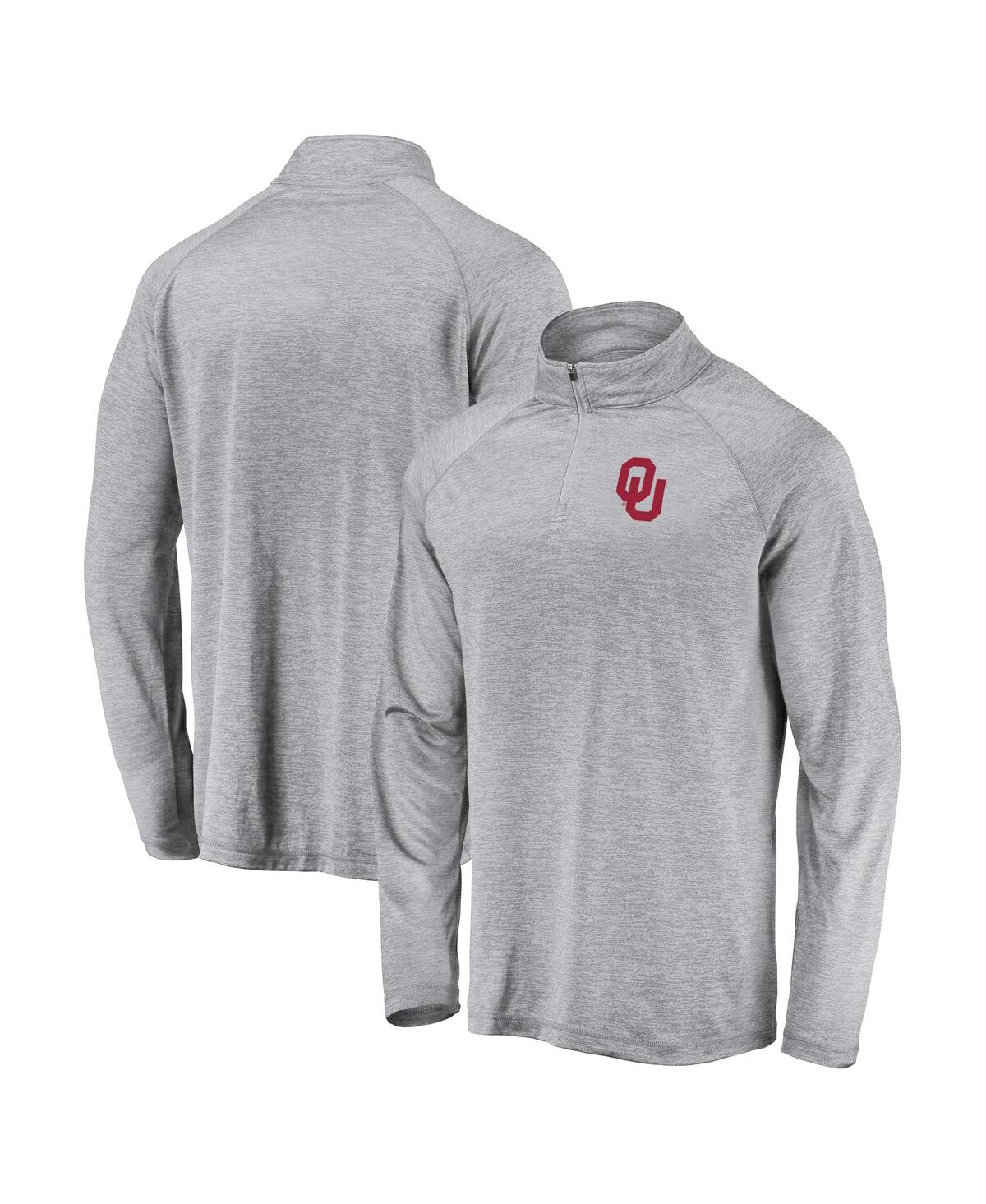 Branded Gray Oklahoma Sooners Striated Raglan Quarter-zip Jacket