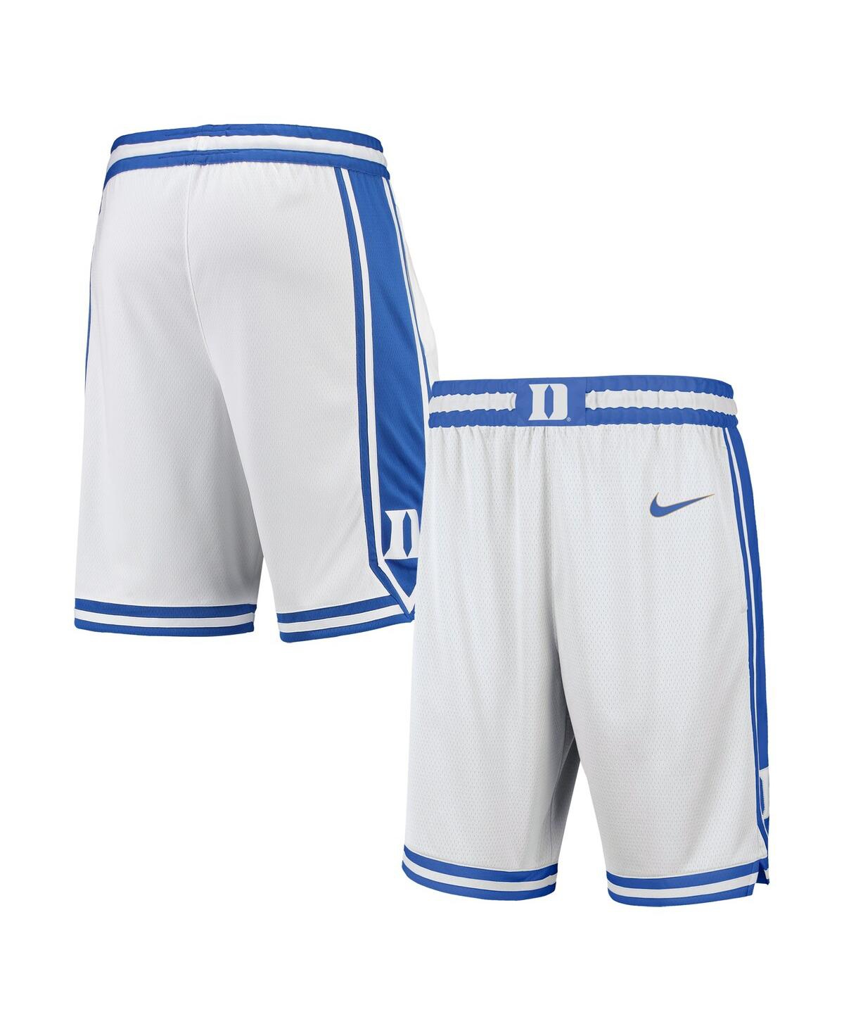 Shop Nike Men's  White Duke Blue Devils Limited Basketball Shorts
