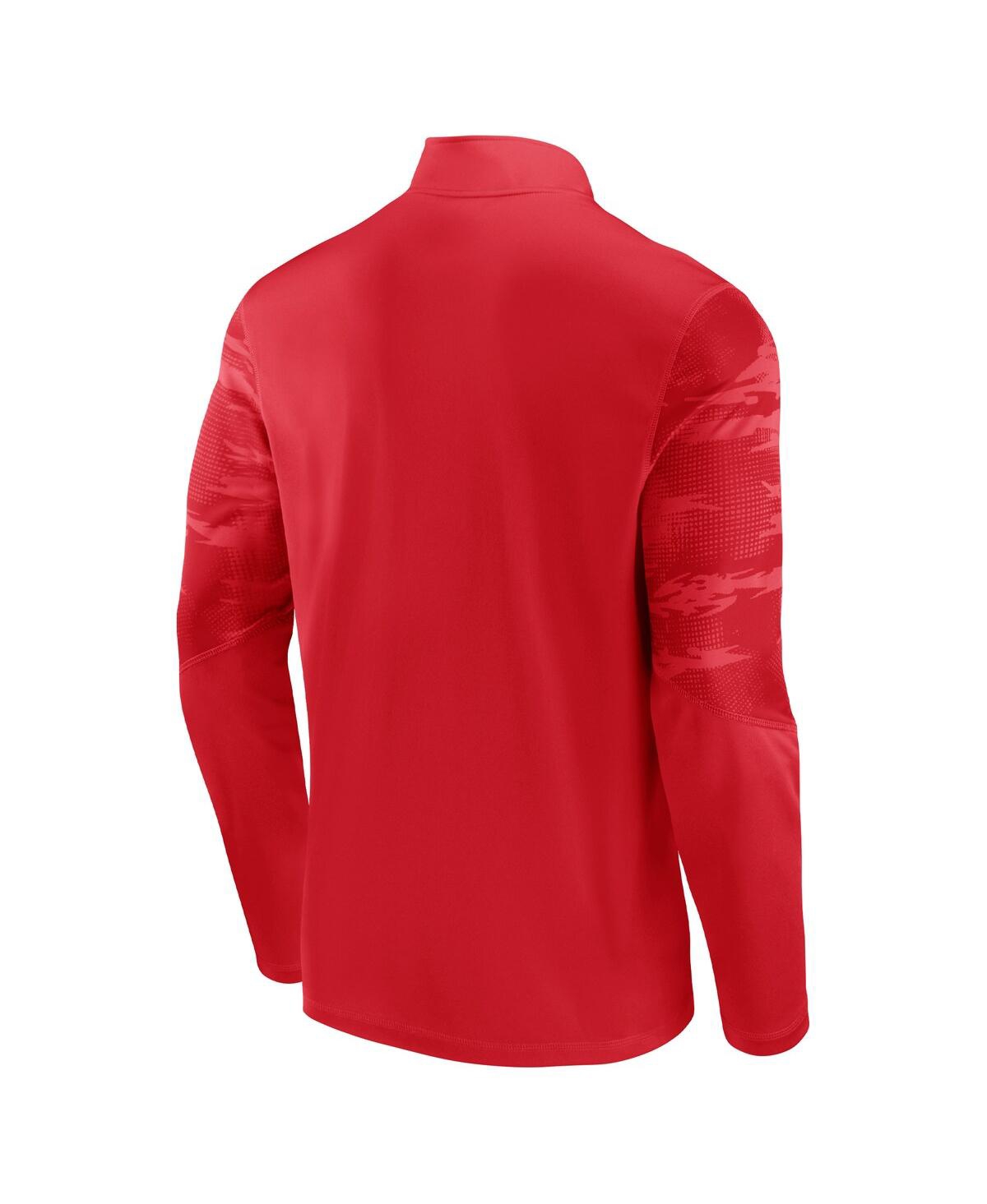 Fanatics Branded Red/white Wisconsin Badgers Ringer Quarter-zip Top In Red,white