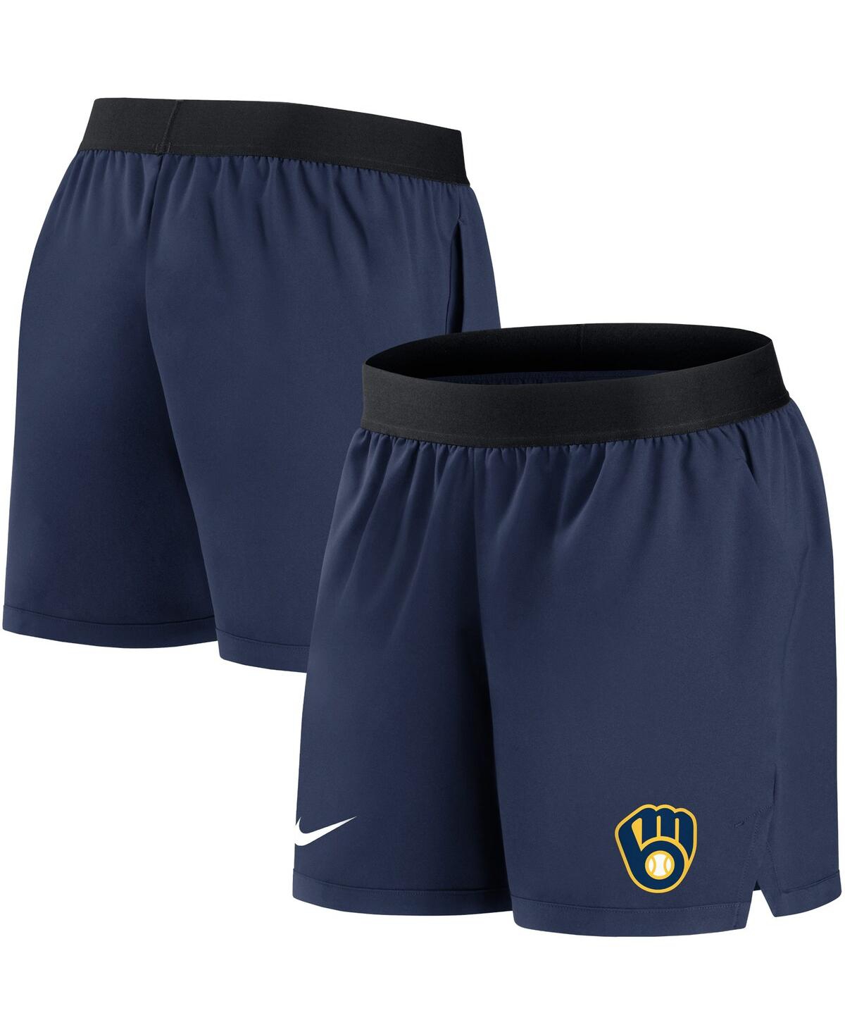 Shop Nike Women's  Navy Milwaukee Brewers Authentic Collection Flex Vent Max Performance Shorts