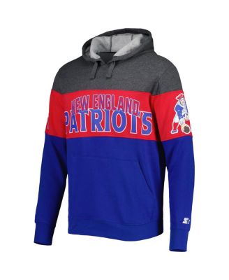 Men's Royal, Heather Charcoal New England Patriots Extreme Vintage-Like Logos Pullover Hoodie