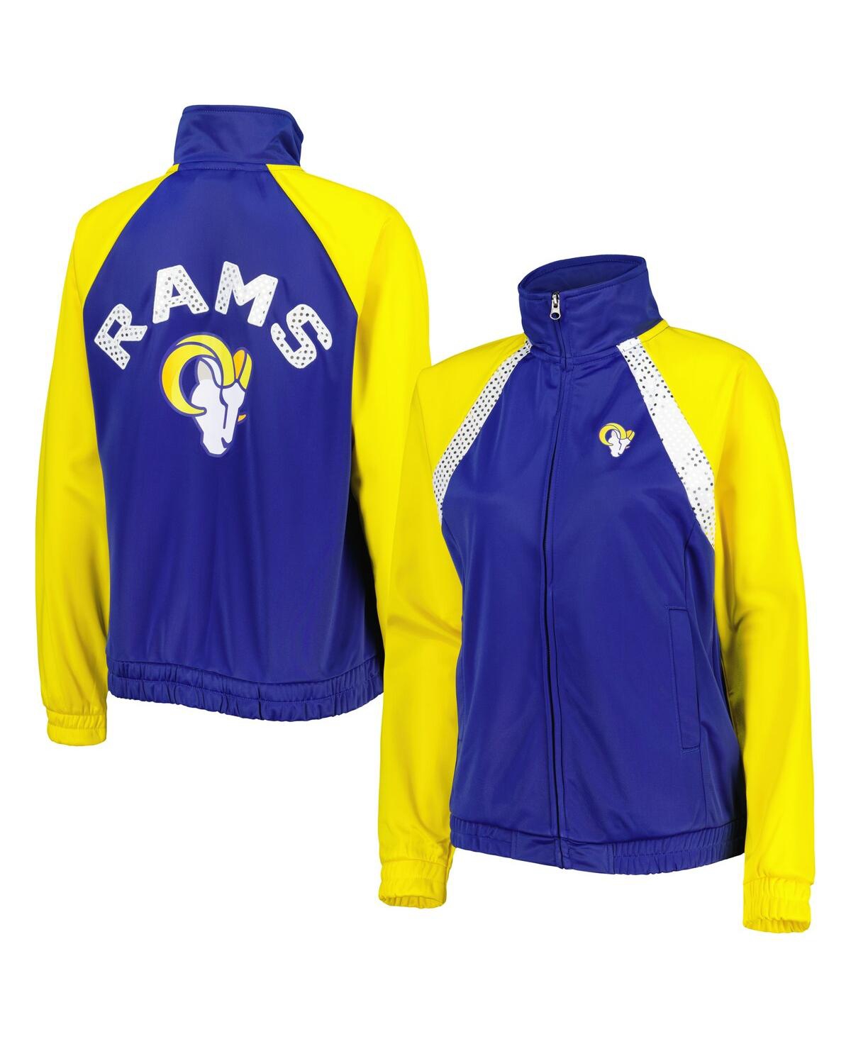 G-iii 4her By Carl Banks Women's  Royal, Gold Los Angeles Rams Confetti Raglan Full-zip Track Jacket In Royal,gold