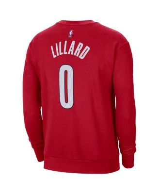 Men's Damian Lillard Red Portland Trail Blazers Statement Name and Number Pullover Sweatshirt