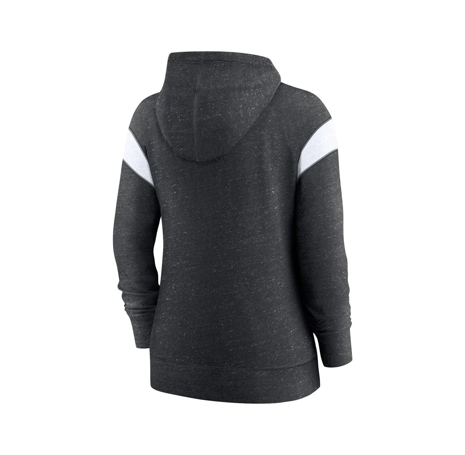 Women's Heathered Black, White New Orleans Saints Plus Size Monaco Full-Zip Hoodie