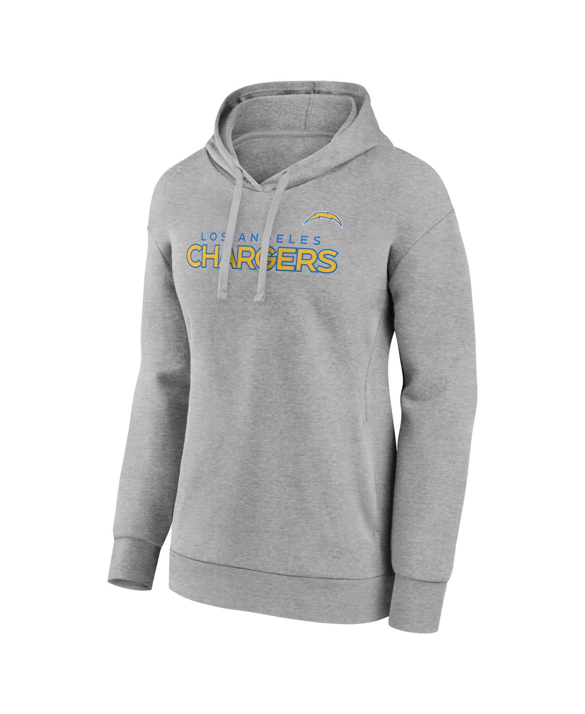 Fanatics Branded Heathered Gray Los Angeles Chargers Checklist Crossover V-neck Pullover Hoodie In Heather Gray