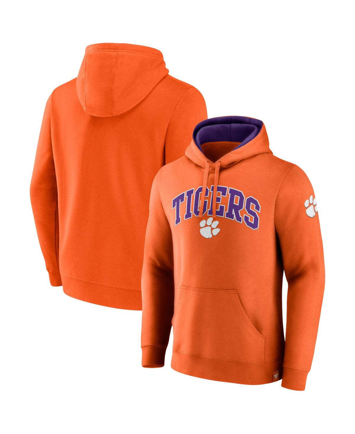 Shop Fanatics Men's  Orange Clemson Tigers Arch & Logo Tackle Twill Pullover Hoodie
