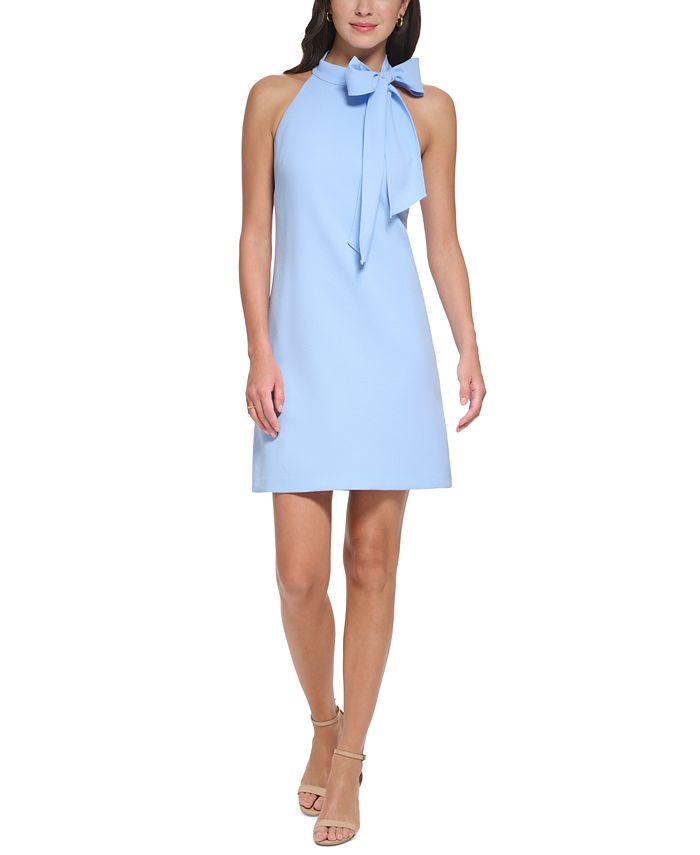 Vince Camuto Petite Solid Bow-Neck Open-Back Shift Dress - Macy's