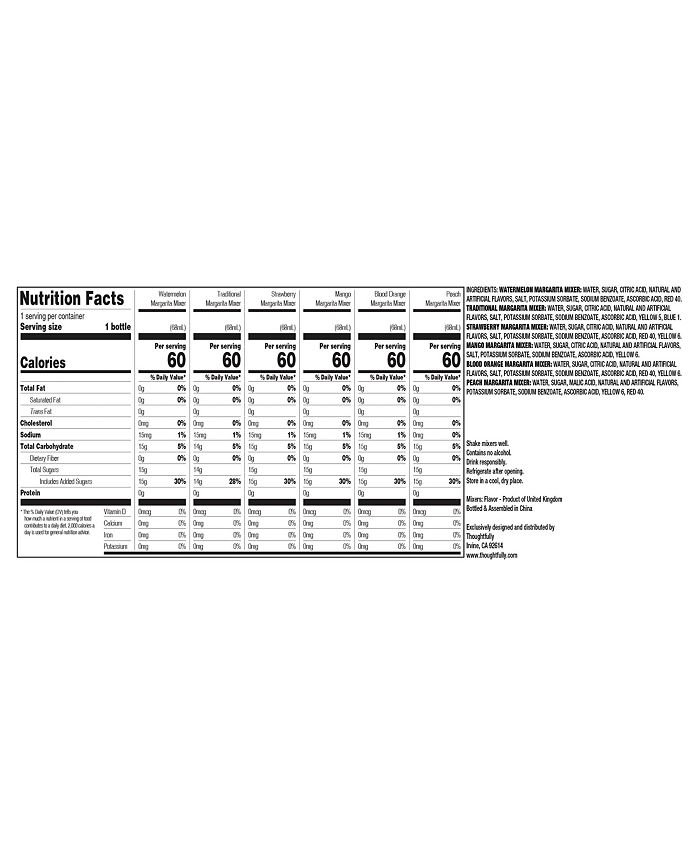 Thoughtfully Cocktails, Margarita Cocktail Mixer Gift Set, Set of 6