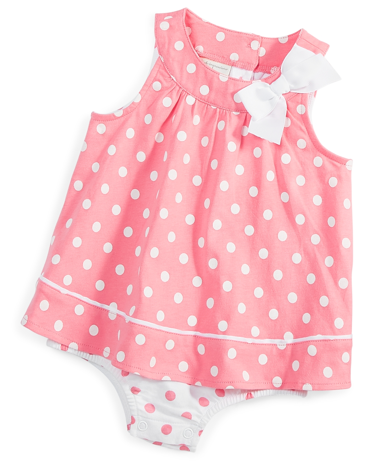 First Impressions Baby Girls Polka Dot Sunsuit, Created For Macy's In Fresh Peach