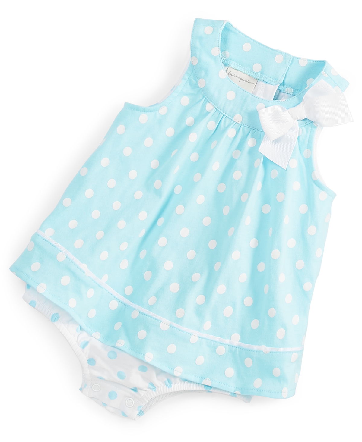 First Impressions Baby Girls Polka Dot Sunsuit, Created For Macy's In Tanger Turquois
