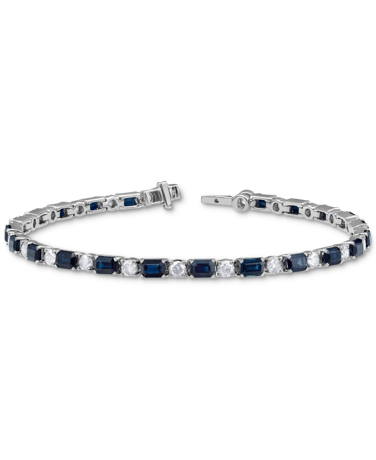 Macy's Sapphire (6-7/8 Ct. T.w.) & Diamond (1-7/8 Ct. T.w.) Tennis Bracelet In 14k White Gold
