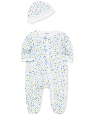 Baby Girls Dainty Blossoms Coverall and Hat, 2 Piece Set