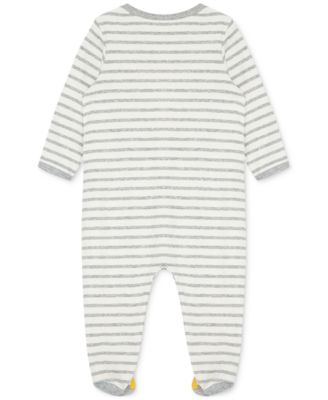 Baby Boys Long Sleeved Striped Lion Footed Coverall