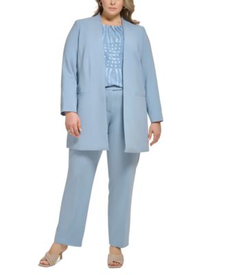 Calvin Klein Plus Size Lux Collarless Open-Front Jacket Macy's