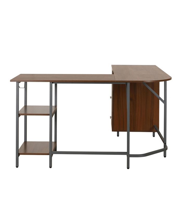 Techni Mobili Wood L-Shape Home Office with Storage Two-Tone Desk ...