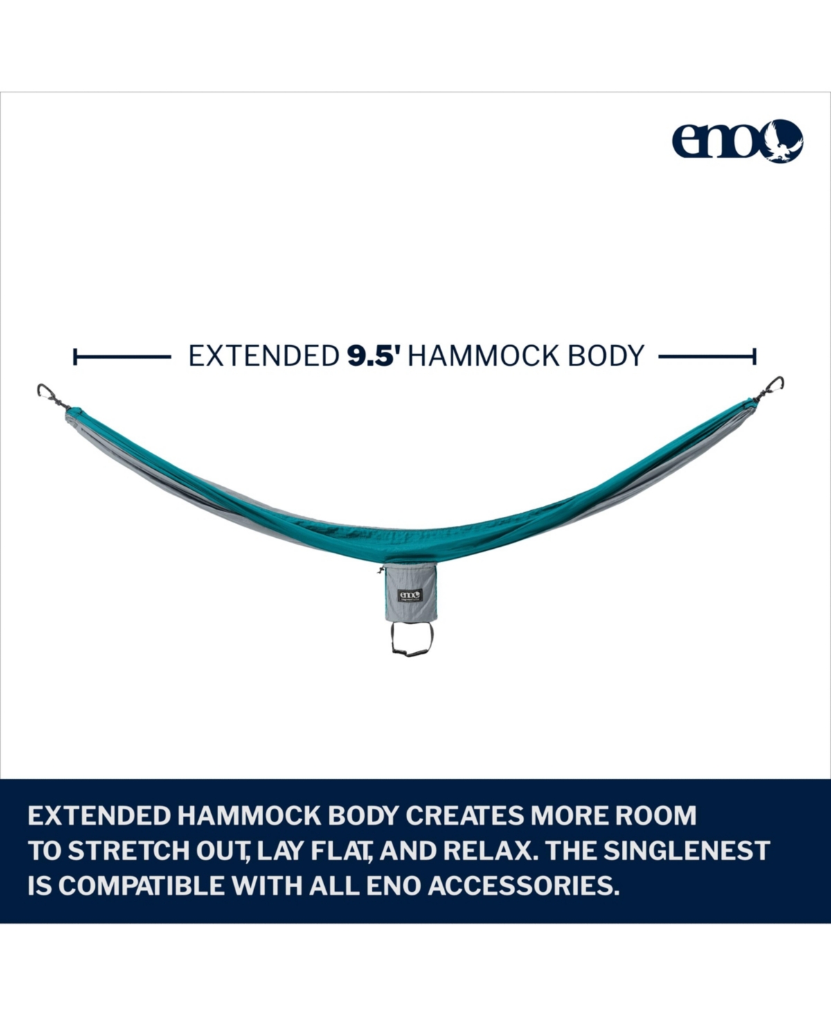 Eno SingleNest Hammock - Lightweight, 1 Person Portable Hammock - For Camping, Hiking, Backpacking, Travel, a Festival, or the Beach -Seafoam
