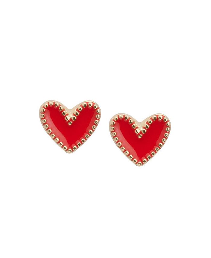 Luca + Danni Heart Stud Earrings in Red - Macy's