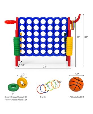4-in-A Row Giant Game Set w/Basketball Hoop for Family