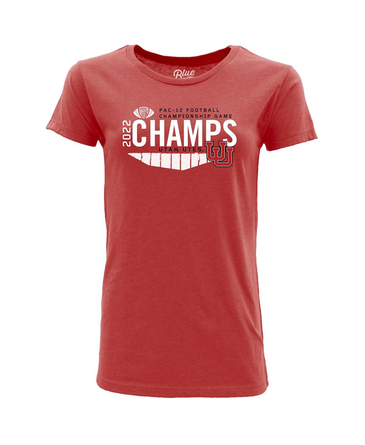Shop Blue 84 Women's  Red Utah Utes 2022 Pac-12 Football Conference Champions Locker Room T-shirt