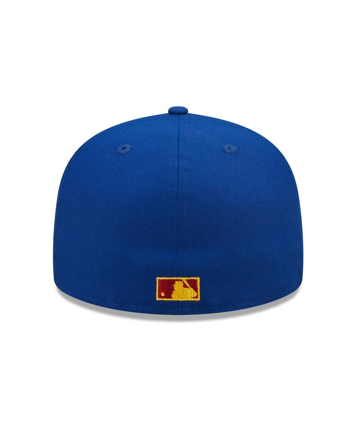 Shop New Era Men's  Royal, Red New York Yankees Logo Primary Jewel Gold Undervisor 59fifty Fitted Hat In Royal,red