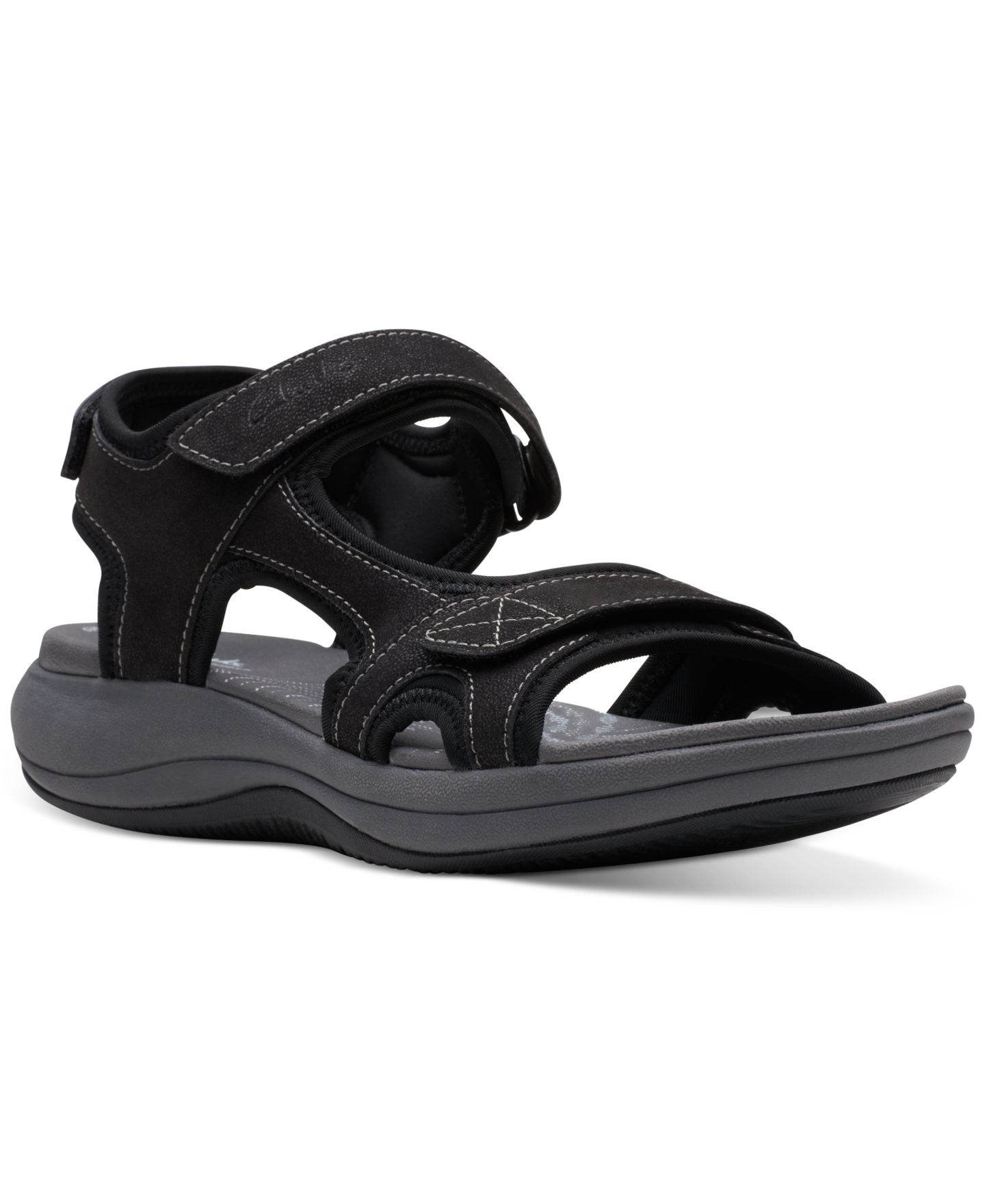 Женские сандалии Clarks Cloudsteppers Mira Bay Strappy Sport Sandals, цвет: Чёрный — фото 1