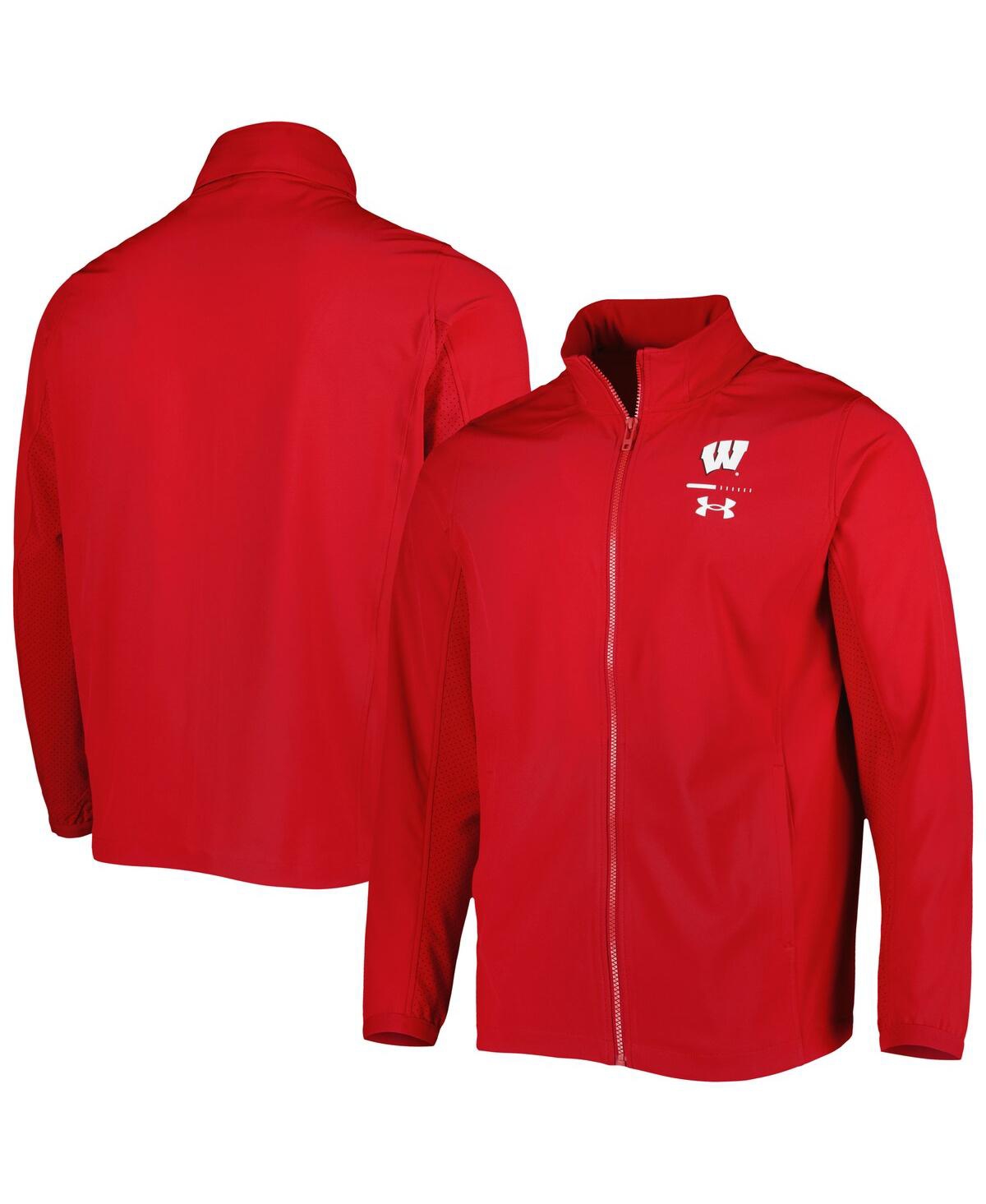 Shop Under Armour Men's  Red Wisconsin Badgers Squad 3.0 Full-zip Jacket