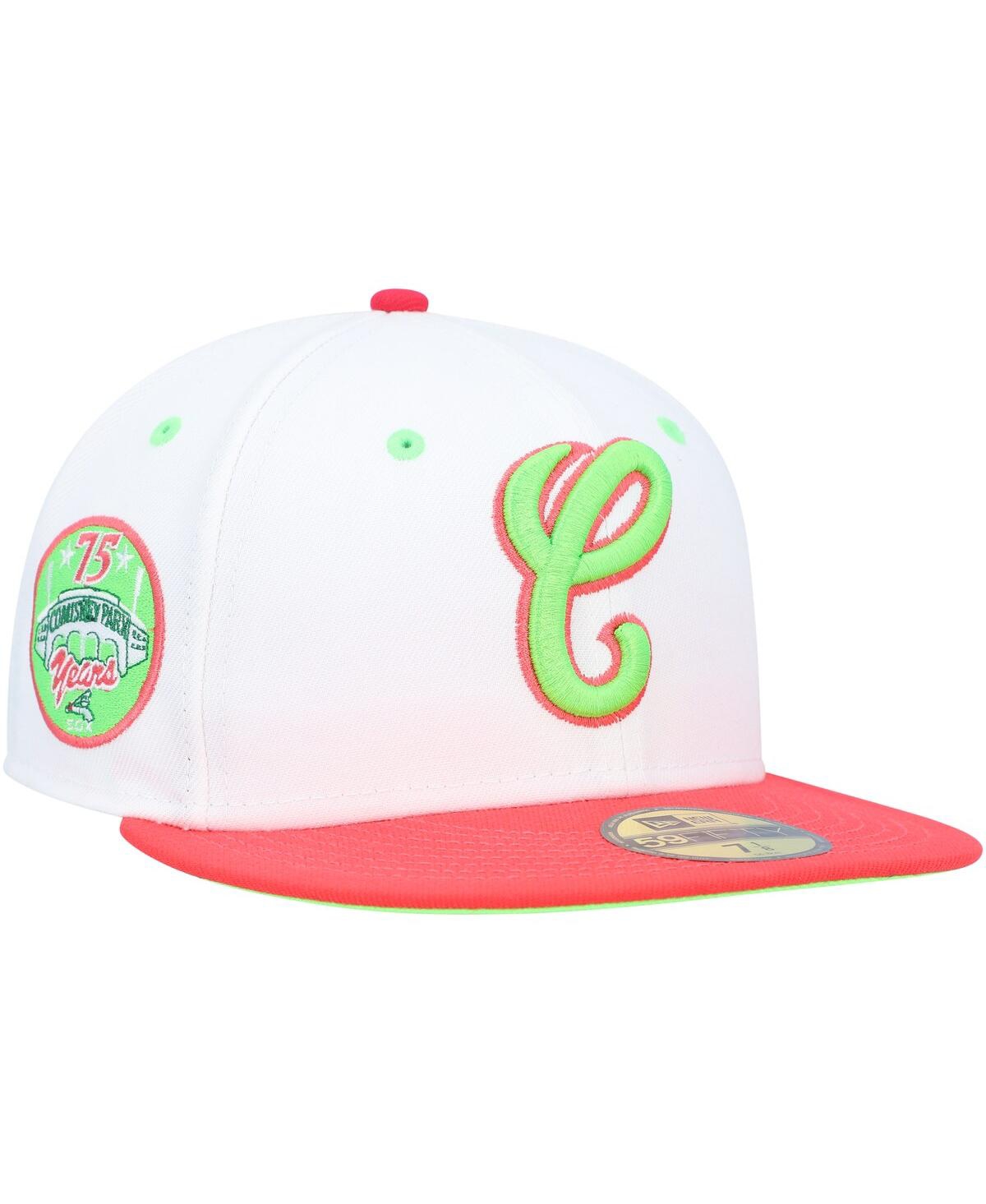 Men's New Era Coral Chicago White Sox Cooperstown Collection Comiskey Park 75th Anniversary Strawberry Lolli 59FIFTY Fitted Hat - Coral