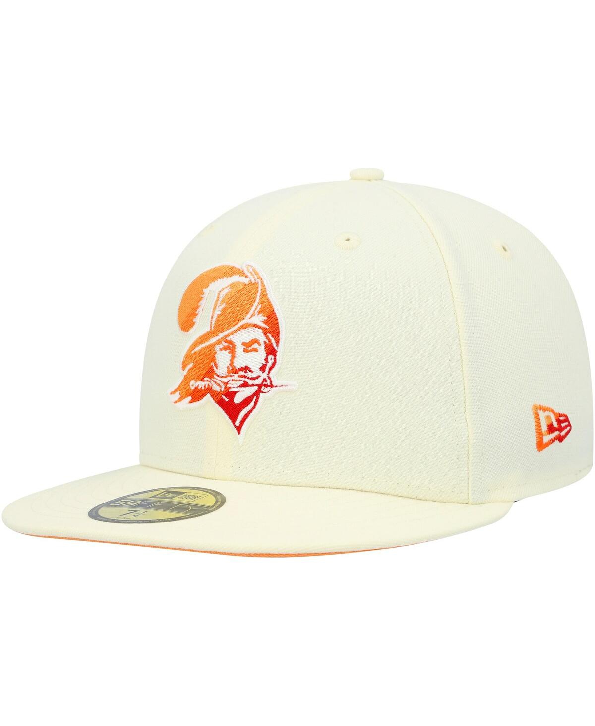 Shop New Era Men's  Cream Tampa Bay Buccaneers Chrome Color Dim 59fifty Fitted Hat