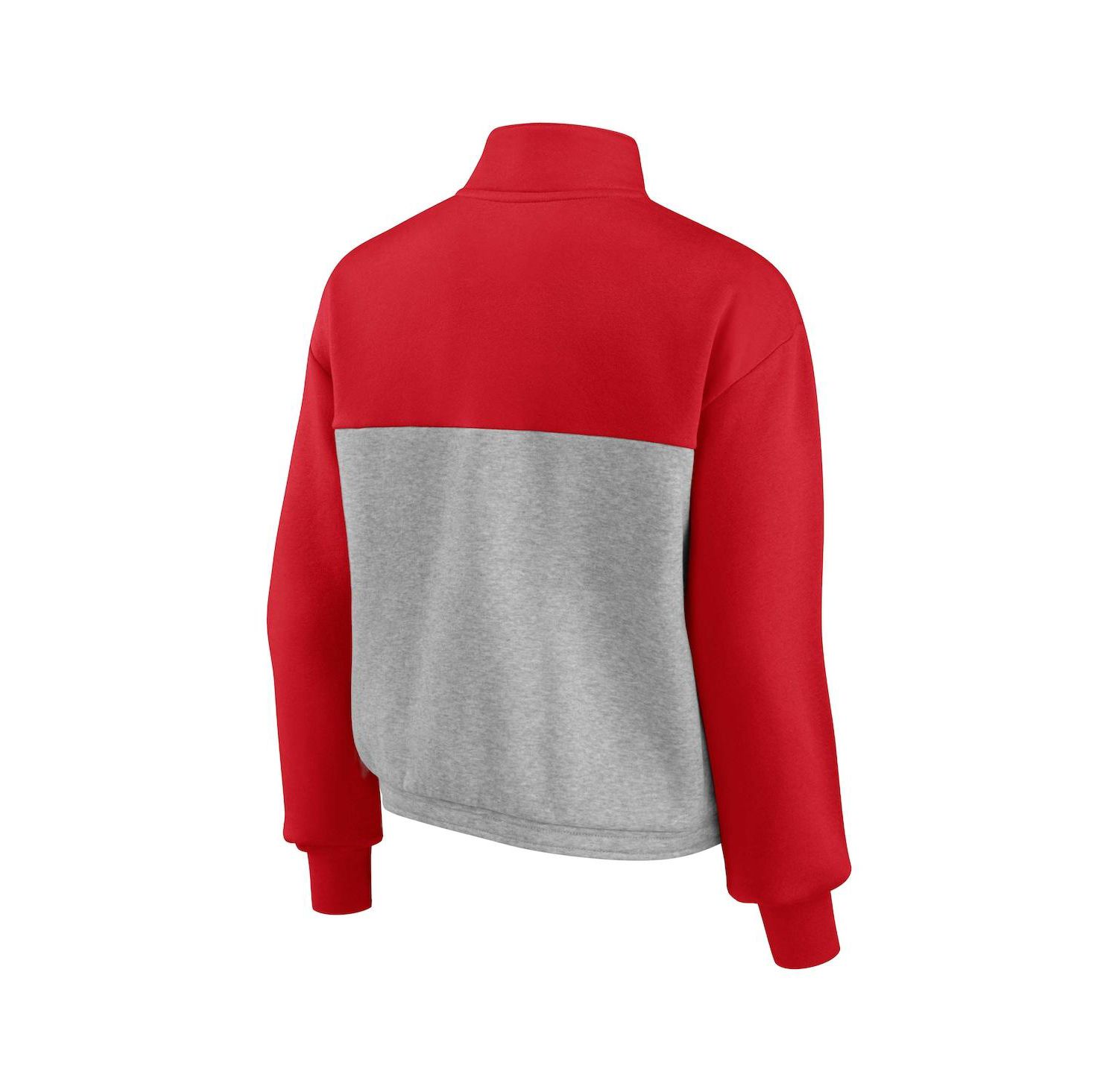 Women's Red, Heather Gray St. Louis Cardinals Iconic Cinch Waist Quarter-Zip Top