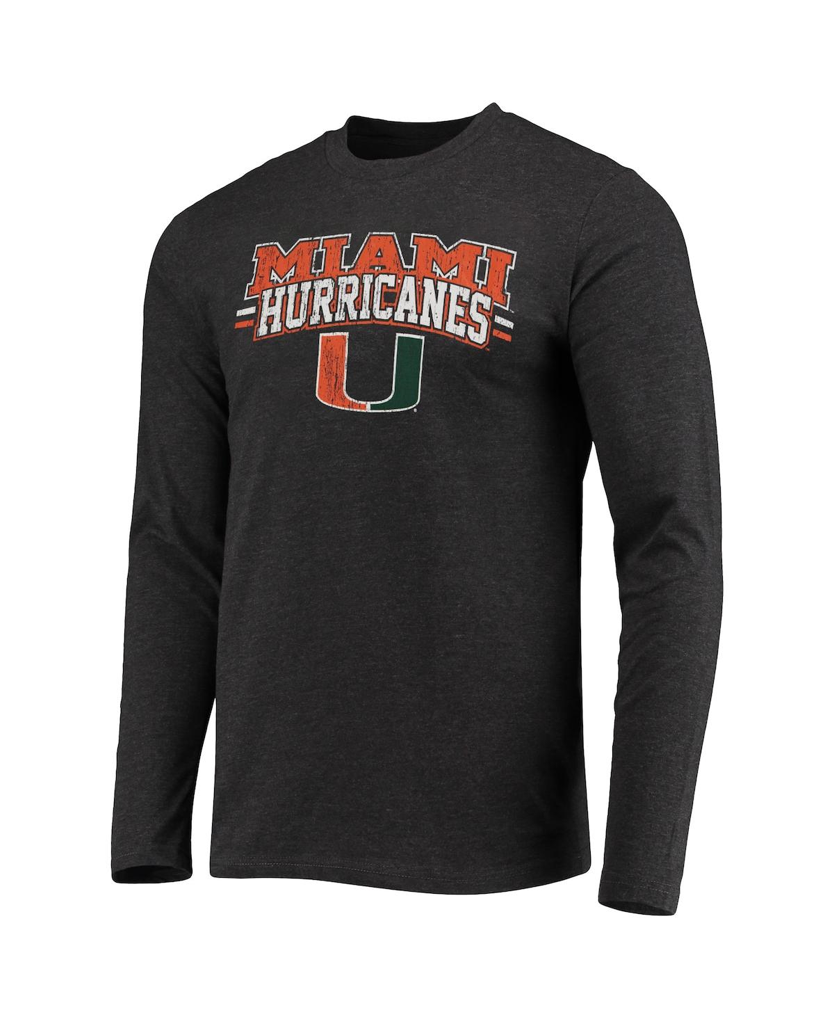 Men's Concepts Sportand Heathered Charcoal Miami Hurricanes Meter Long Sleeve T-shirt and Pants Sleep Set - Green, Heathered Charcoal