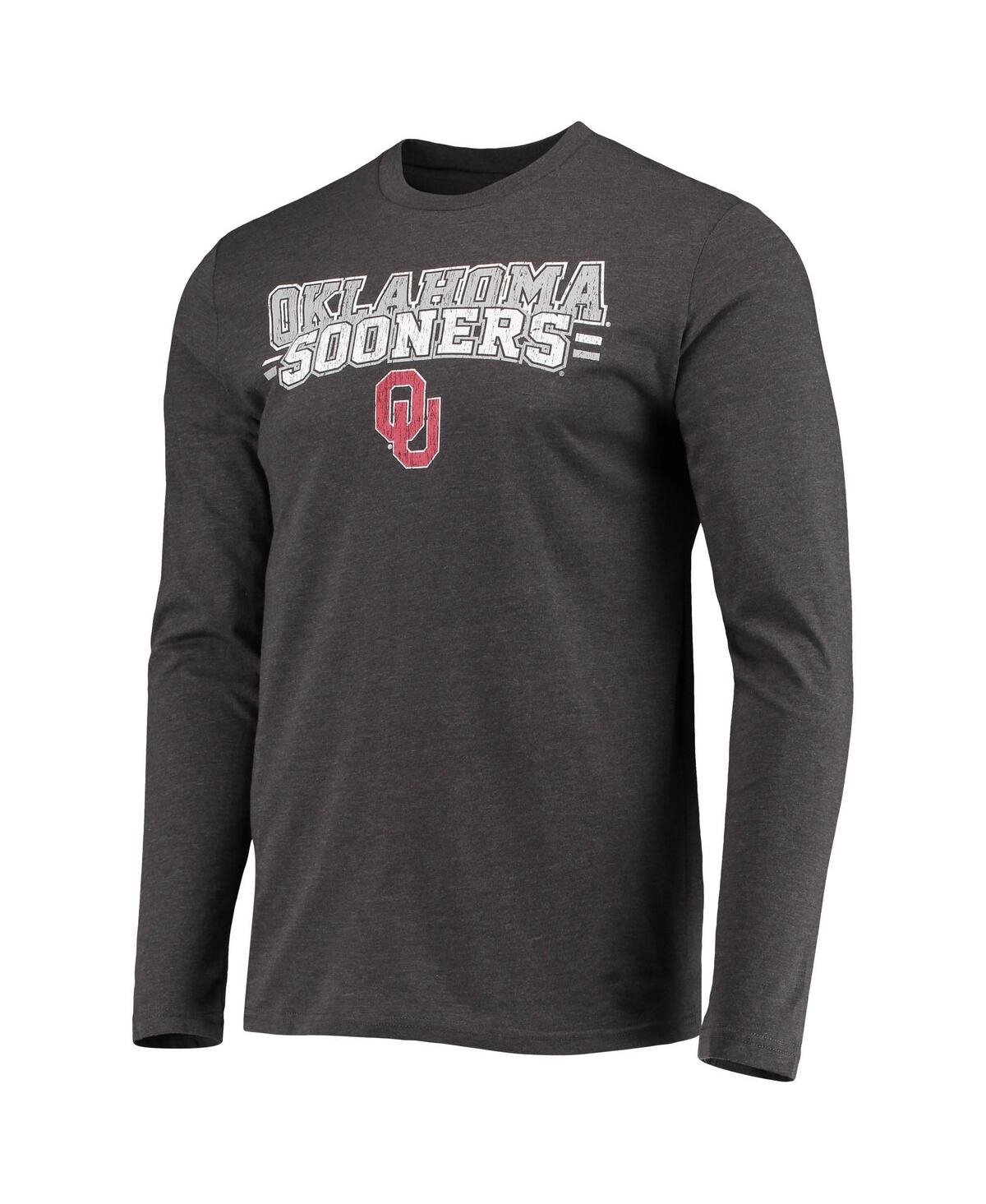 Concepts Sport Crimson/heathered Charcoal Oklahoma Sooners Meter Long Sleeve T-shirt & Pants Sleep S In Crimson,heathered Charcoal