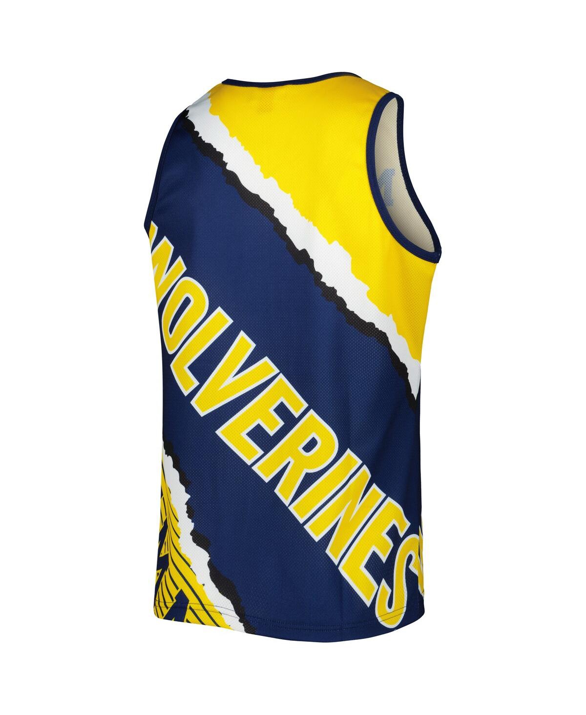 Shop Mitchell & Ness Men's  Navy, Maize Michigan Wolverines Jumbotron 2.0 Sublimated Tank Top In Navy,maize