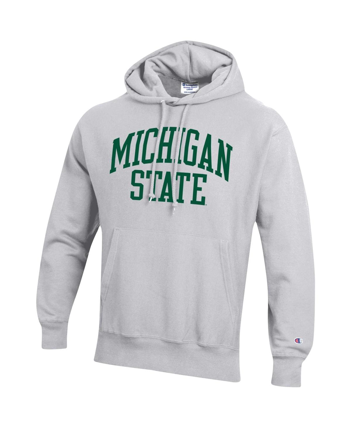 Men's ChampionMichigan State Spartans Team Arch Reverse Weave Pullover Hoodie - Heathered Gray