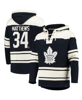 Men's Auston Matthews Blue Toronto Maple Leafs Player Name and Number Lacer Pullover Hoodie