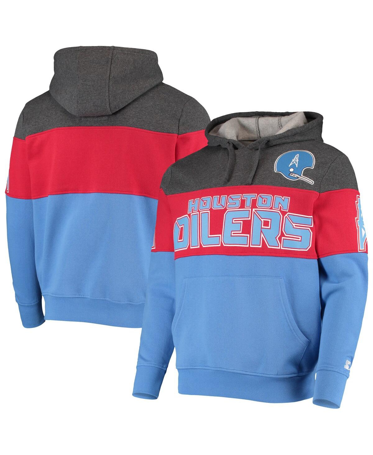 Shop Starter Men's  Gray And Red Houston Oilers Extreme Fireballer Throwback Pullover Hoodie In Gray,red