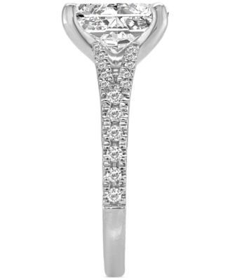 Certified Lab Grown Diamond Emerald-Cut Center Split Shank Engagement Ring (3-3/8 ct. t.w.) in 14k Gold