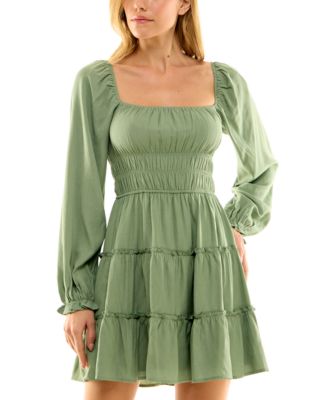 Trixxi - Juniors' Smocked-Waist Ruffled Tiered Dress